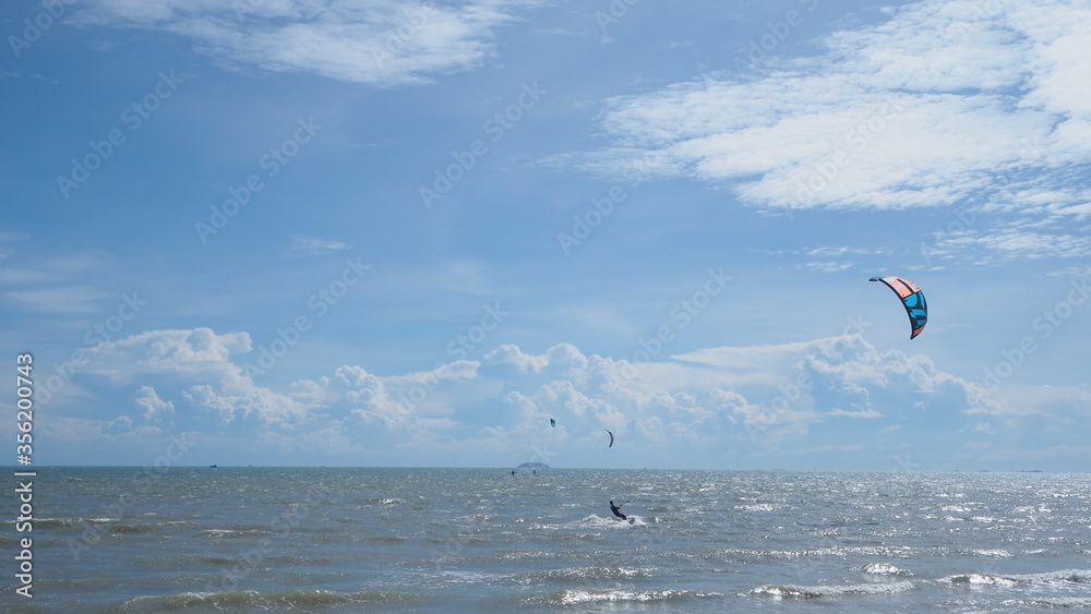 kite surfing in the sea