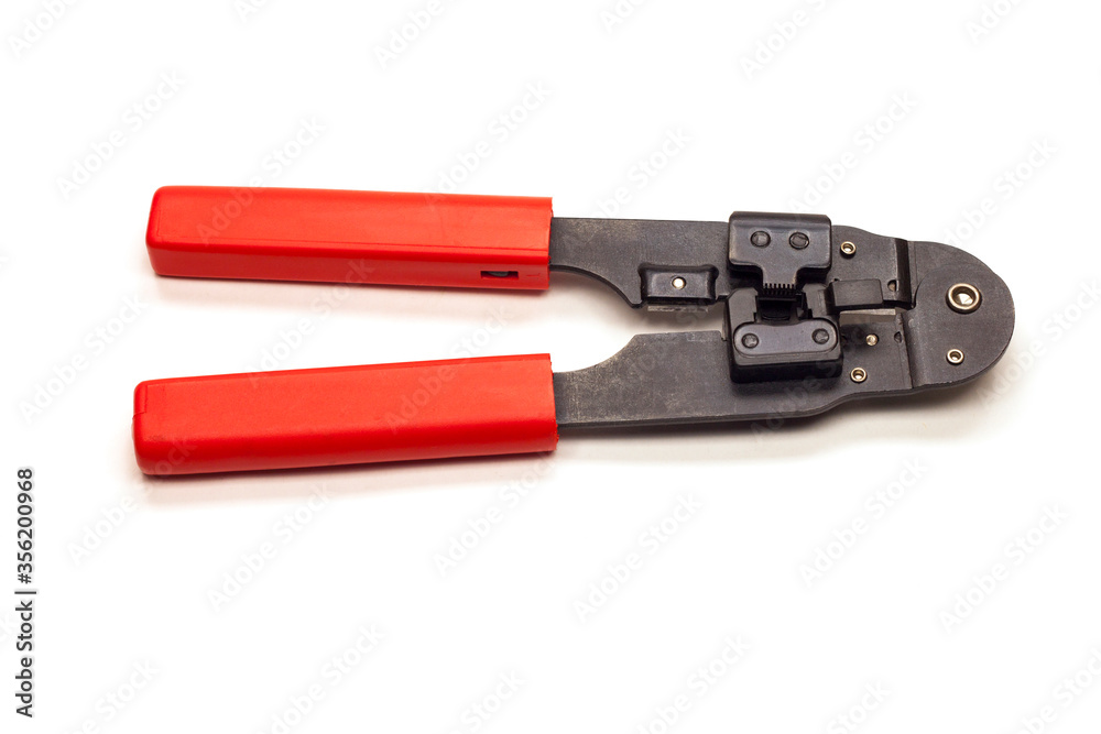Modular plug crimpers for RJ-45, isolated in white backgruond Modular plug crimpers for RJ-45, isolated in white backgruond