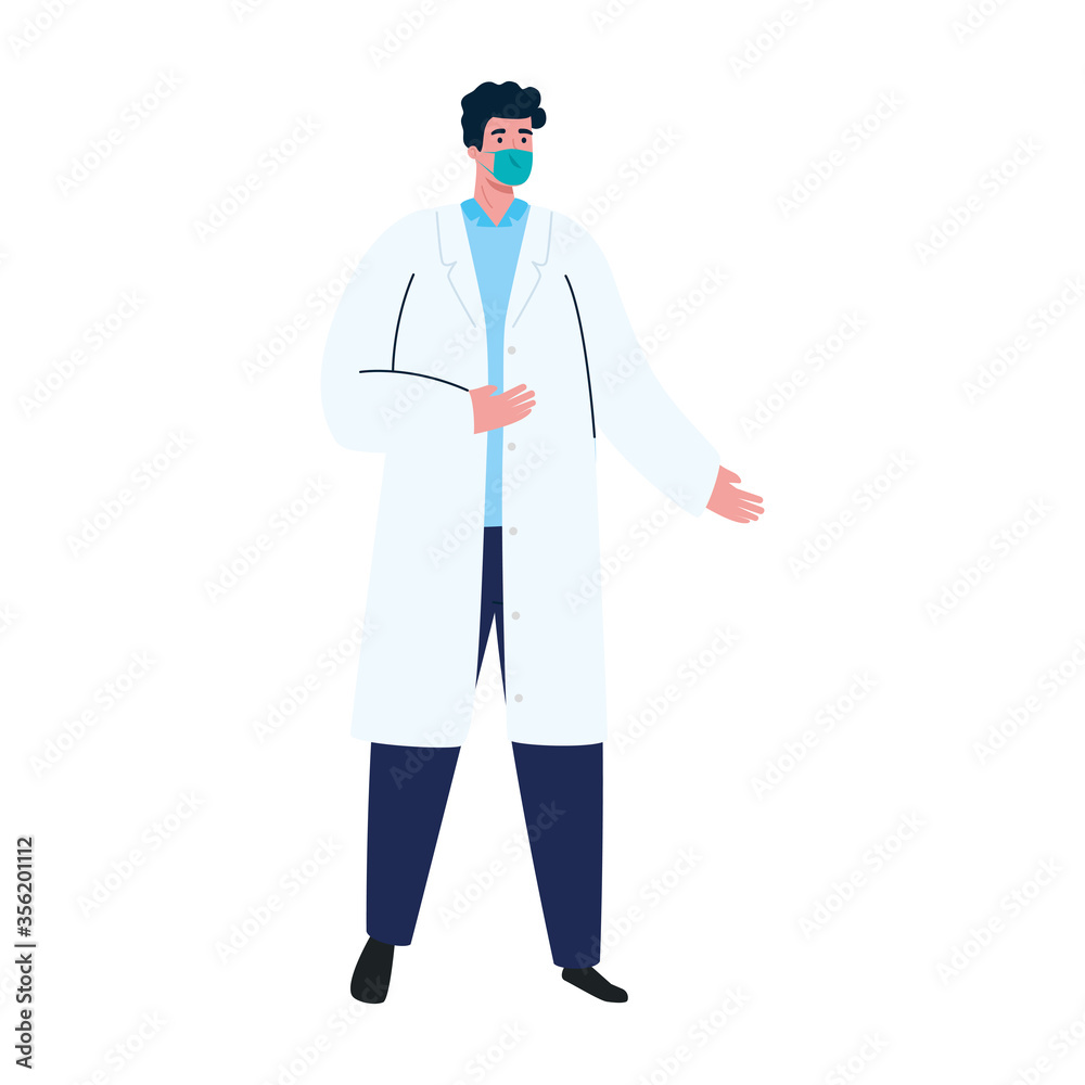 male doctor with mask design of medical care and covid 19 virus theme Vector illustration