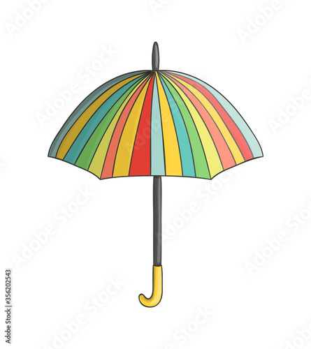 Vector colored umbrella icon isolated on white background. Colorfulrain shield illustration. Cartoon style