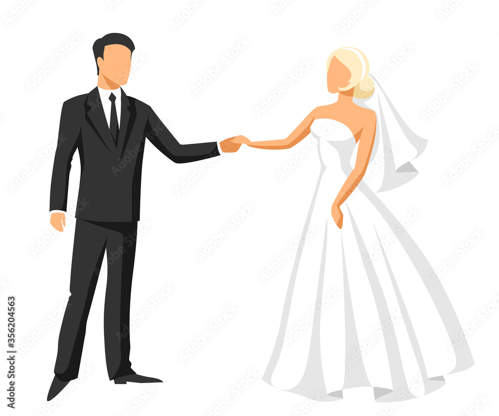 Wedding illustration of bride and groom. Wedding illustration of bride and groom.