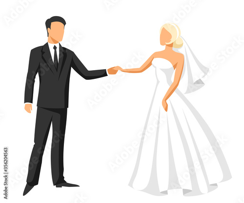 Wedding illustration of bride and groom.