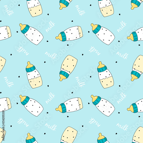 Baby bottle seamless pattern vector illustration for t-shirt design. Vector illustration design for fashion fabrics, textile graphics, prints.