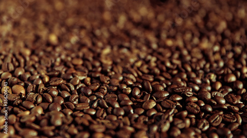  texture roasted coffee beans with soft focus