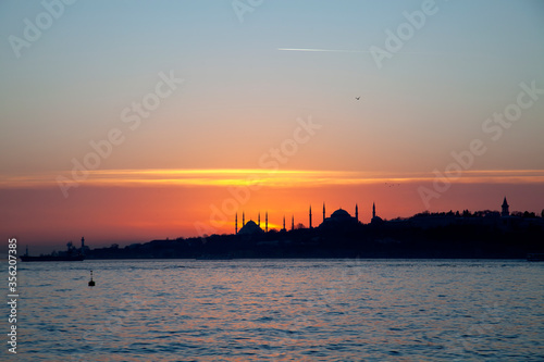 A View of sunset on Historical Peninsula of Istanbul, Turkey photo