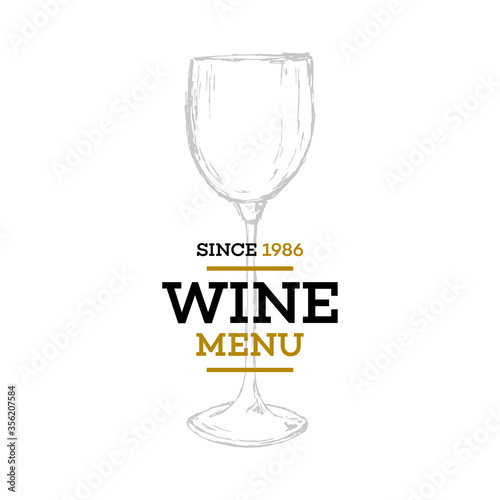 Wine menu template with image glass of wine on light background.