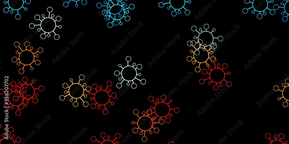 Dark blue, yellow vector template with flu signs. Dark blue, yellow vector template with flu signs.