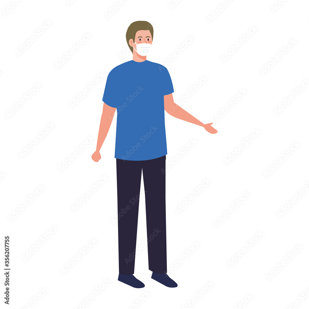 man with mask design of medical care and covid 19 virus theme Vector illustration man with mask design of medical care and covid 19 virus theme Vector illustration