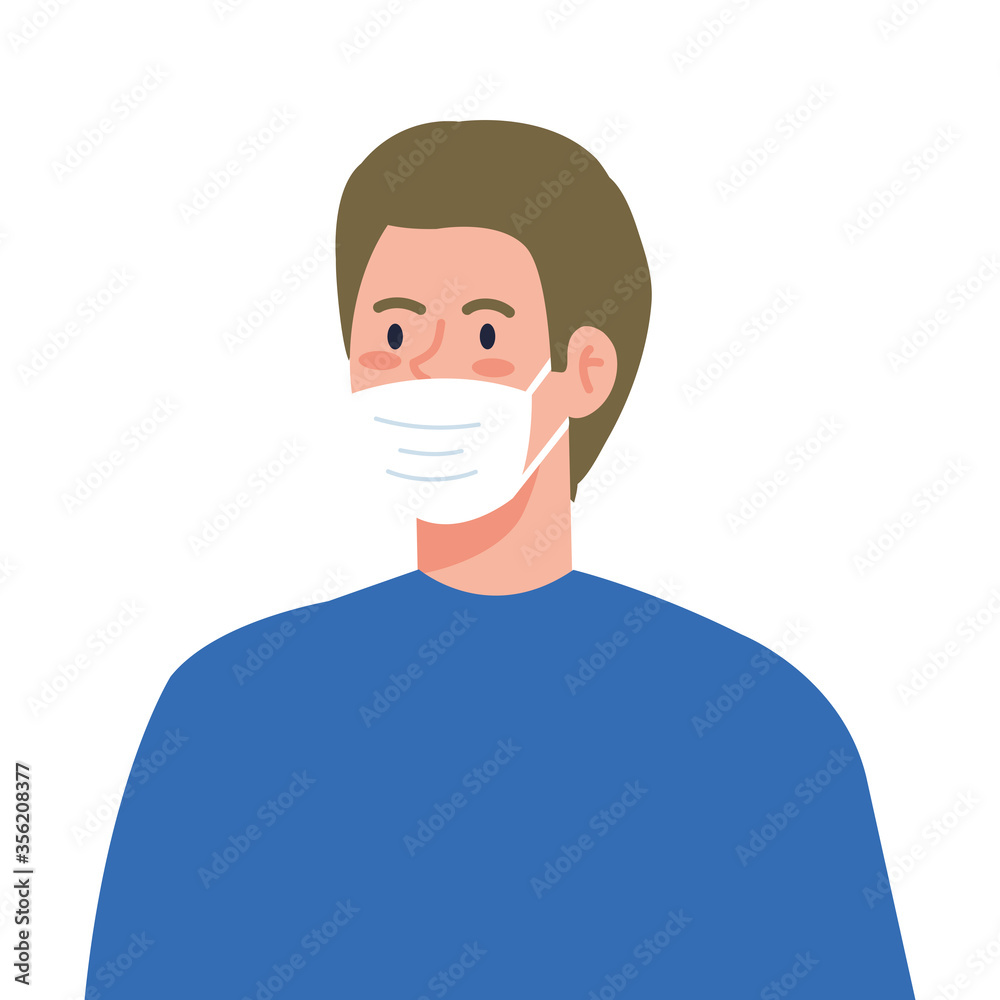 man with mask design of medical care and covid 19 virus theme Vector illustration