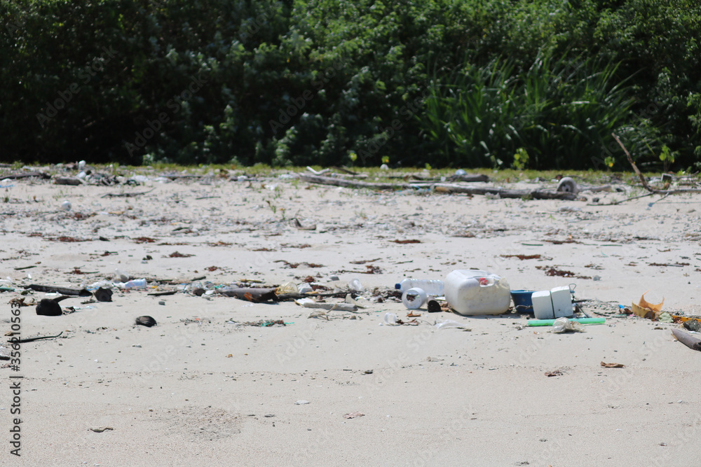 Plastic waste polluting sea beaches and the marine environment in Andaman and Nicobar island. At least 8 million tons of plastic end up in our oceans every year. Plastic waste polluting sea beaches and the marine environment in Andaman and Nicobar island. At least 8 million tons of plastic end up in our oceans every year.