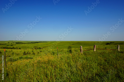 The Kansas Flint Hills landscape with grass and sky