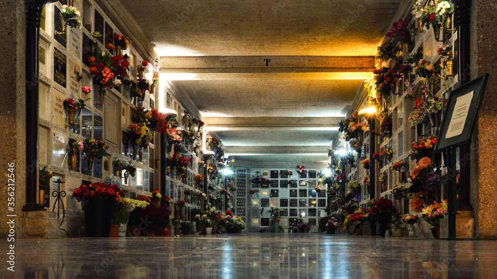 A columbarium in a cemetery to maintain the memory of the deceased.