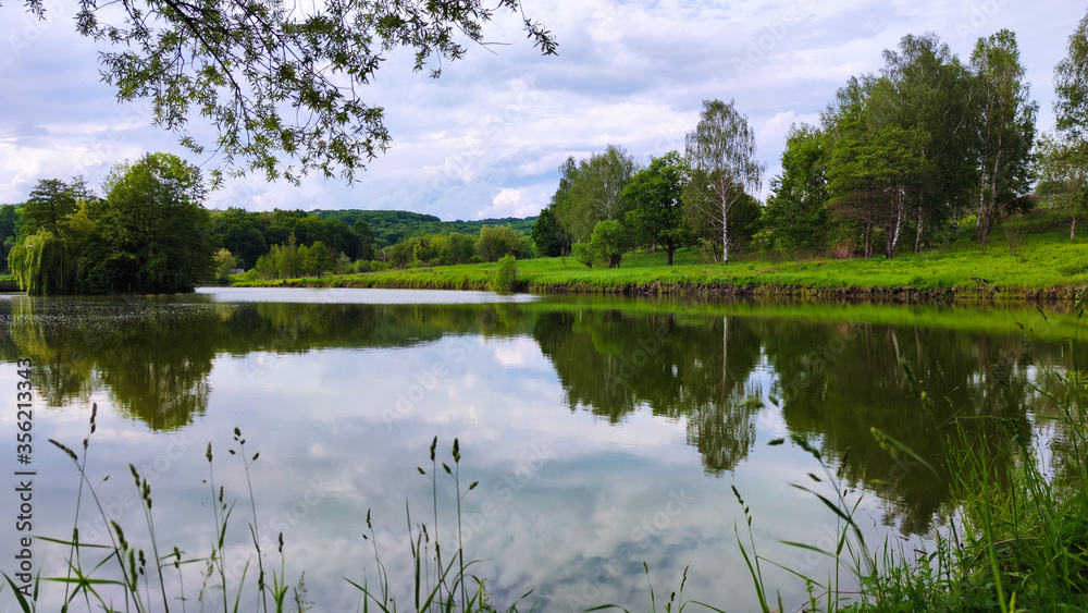 Fototapeta premium Perfect lake landscape in the spring season