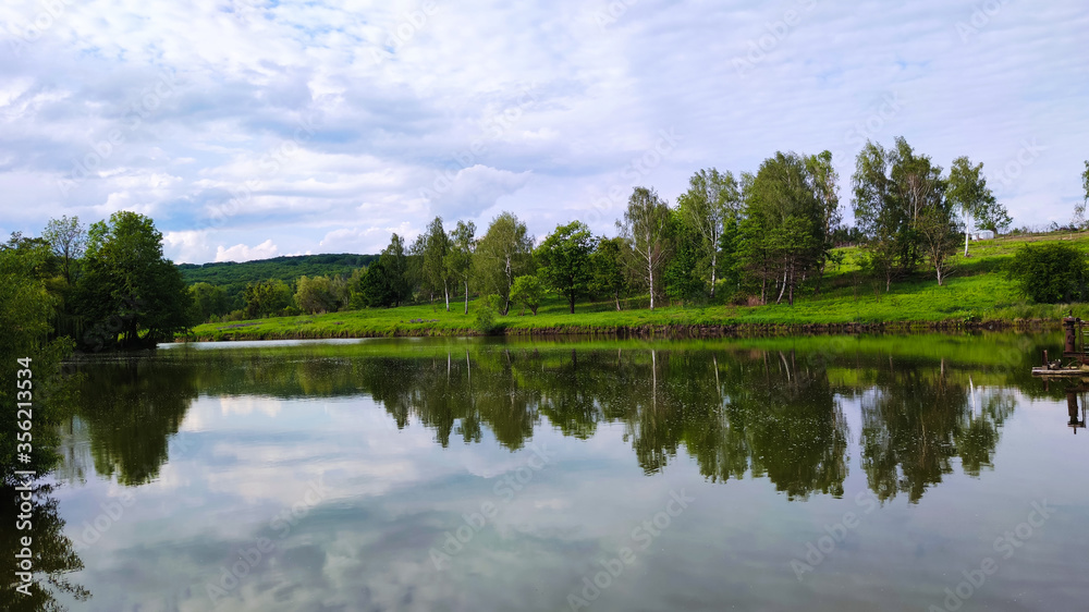 Perfect lake landscape in the spring season