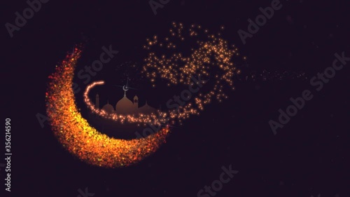 ramadan kareem greetings animation with golden particles