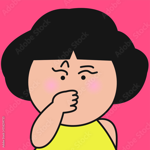 Closeup Portrait Of Surprised Girl Covering Her Mouth With Stunned And Shocked Face Expression Concept Card Character illustration