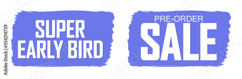 Set Pre-Order Sale banners design template, discount tags, great promotion, vector illustration