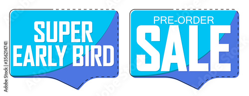 Set Pre-Order Sale banners design template, discount tags, great promotion, vector illustration
