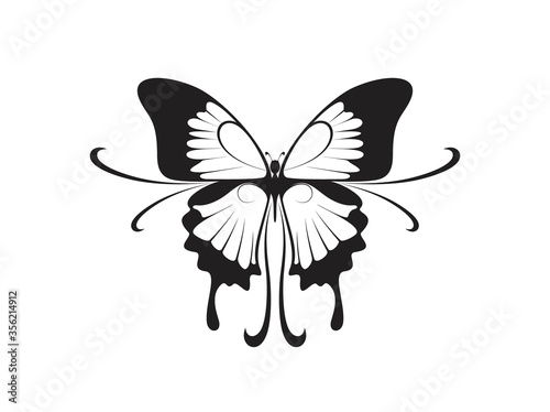Stylized butterflay tatto design. Vector illustration photo