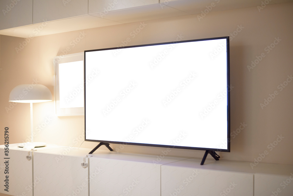 television mockup in living room