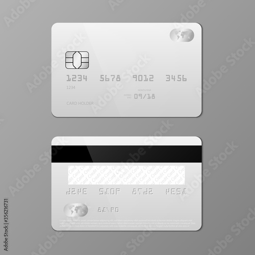Realistic credit card mockup template, vector illustration