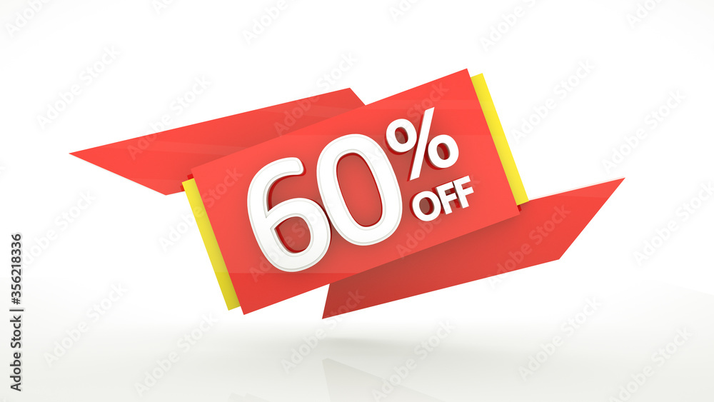 Up to 60% off special offer 3d rendering red digits banner, template sixty percent. Sale, discount, coupon. Red, yellow, white glossy numbers. Illustration isolated on white background. Up to 60% off special offer 3d rendering red digits banner, template sixty percent. Sale, discount, coupon. Red, yellow, white glossy numbers. Illustration isolated on white background.
