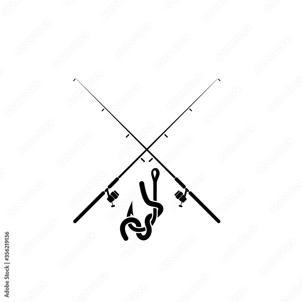 Fototapeta premium Fishing rod icon for web design isolated on white background