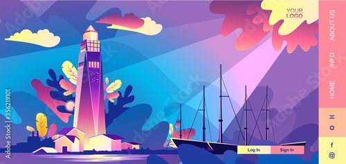 lighthouse wave banner bad weather