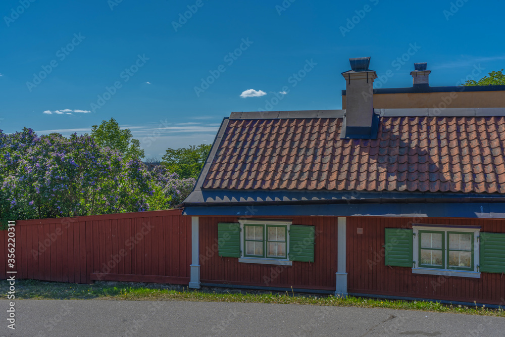 Old wooden houses in Stockholm. Sodermalm district. Sweden. Scandinavia.
