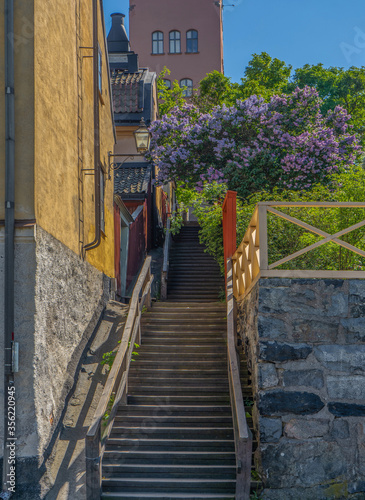 Old stairs in Sodermalm district. Stockholm. Sweden. Scandinavia
