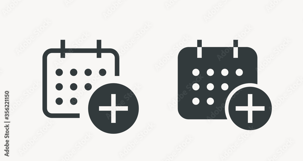 Сalendar with plus line vector minimalistic icon. Date symbol. Appointment day icon for web design. Modern flat organizer icon for app design. Business meeting sign minimal flat linear icons Сalendar with plus line vector minimalistic icon. Date symbol. Appointment day icon for web design. Modern flat organizer icon for app design. Business meeting sign minimal flat linear icons