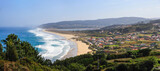 General view of the Galician coast with the town of Arnados and its beaches. Spain 