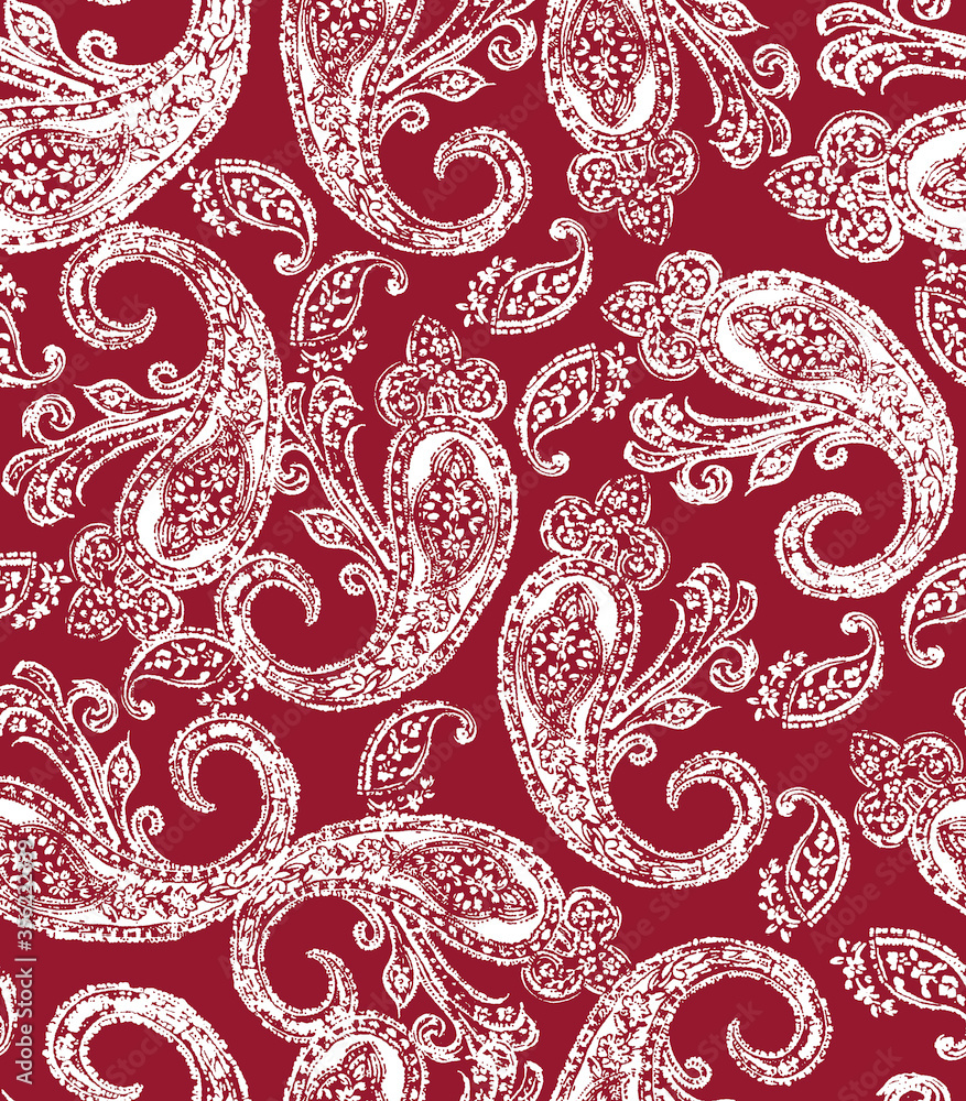 Fototapeta premium Paisley Floral Pattern. Seamless Ornamental Indian fabric patterns. colorful background
