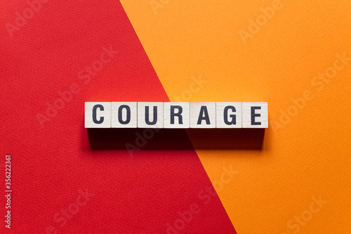 Courage word concept on cubes