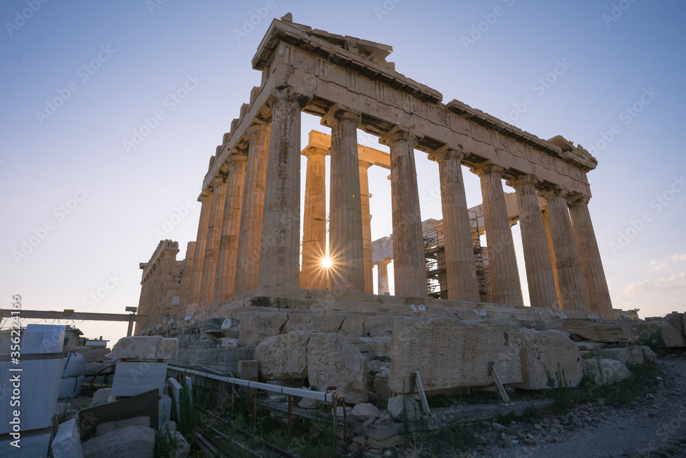 The toutrist attraction Acropolis of Athens in Greece