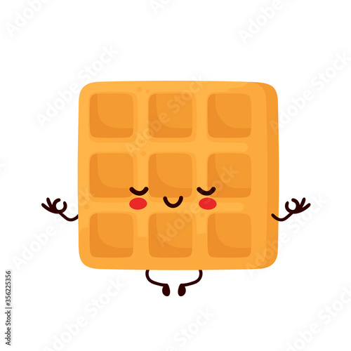 Cute happy funny belgian waffle meditate