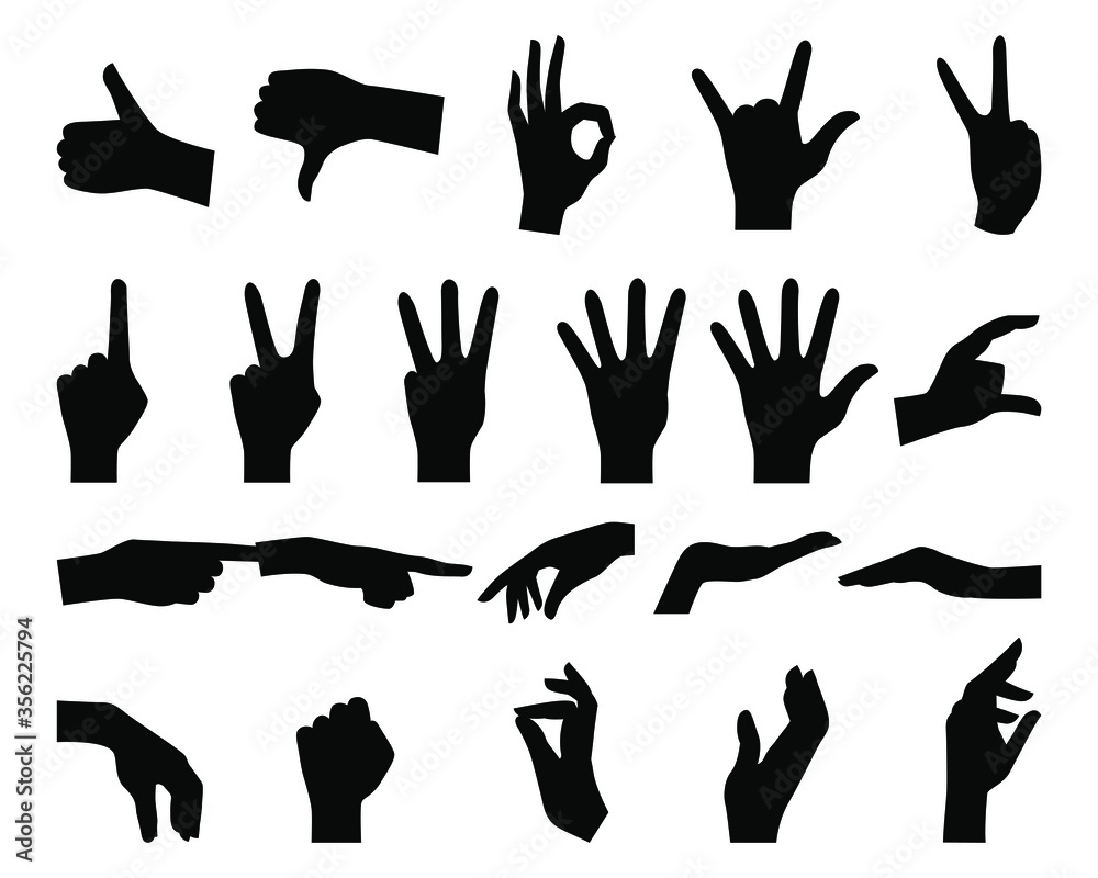 Black silhouettes of hands on a white background Black silhouettes of hands on a white background