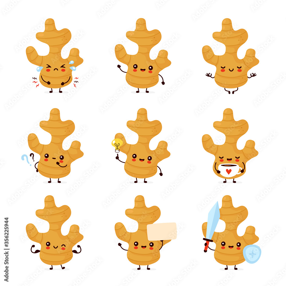 Cute happy funny ginger root set collection Cute happy funny ginger root set collection