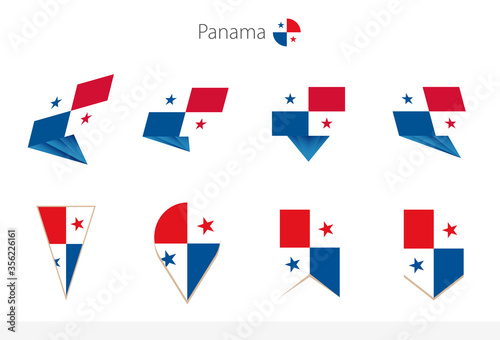 Panama national flag collection, eight versions of Panama vector flags.