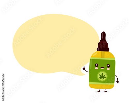 Cute happy funny cannabis CBD oil bottle