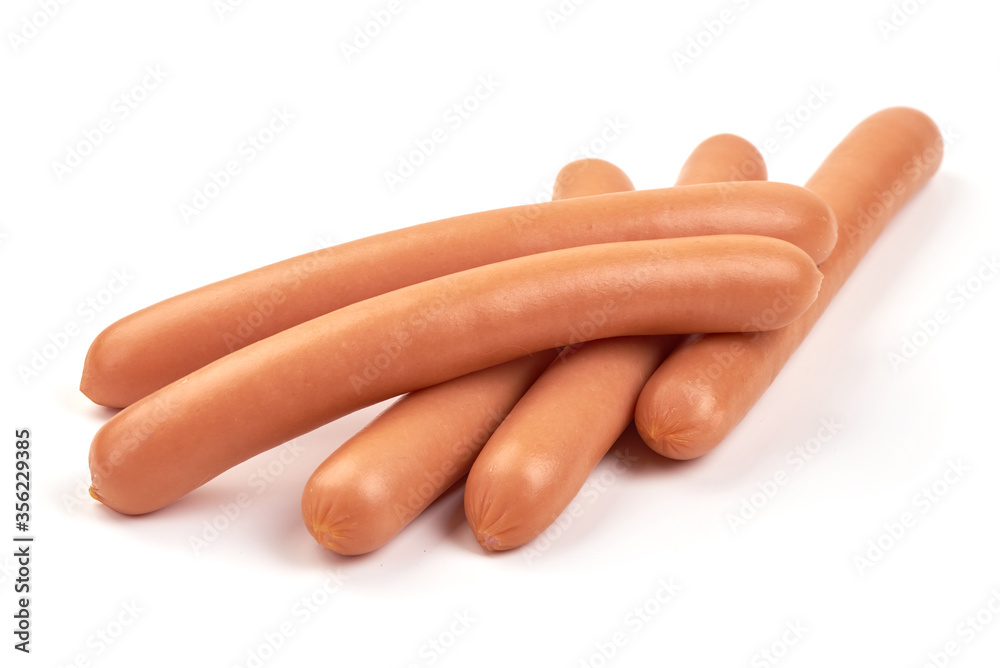 Fresh boiled Wiener sausages, isolated on white background Fresh boiled Wiener sausages, isolated on white background