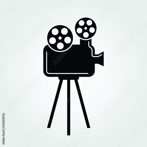 Retro cinema projector icon isolated on white background. Vector illustration.
