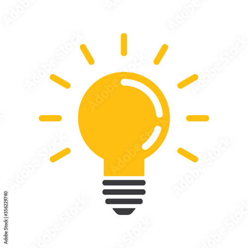 Light bulb icon. Electric lamp illustration, symbol of idea, innovation and solution.