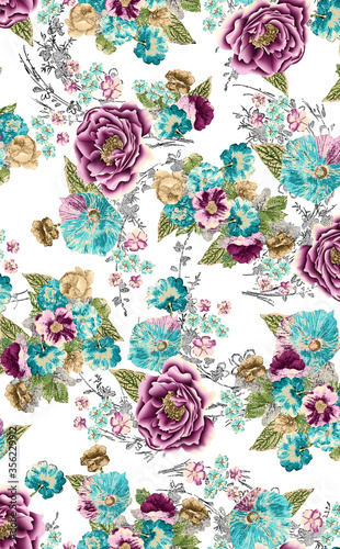 Wallpaper Mural abstract flower pattern with colorful background for multi purpose use Torontodigital.ca