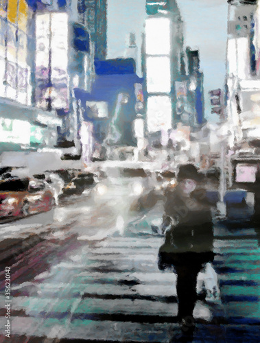 New York time square night street. 3D rendering