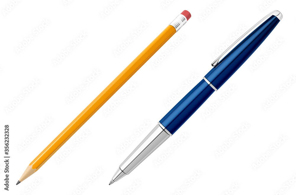 Office pen and pencil stationery in realistic style. Office pen and pencil stationery in realistic style.