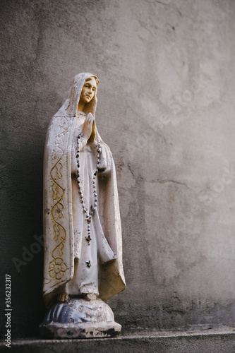 Close up of Statue of Our lady of grace virgin Mary.