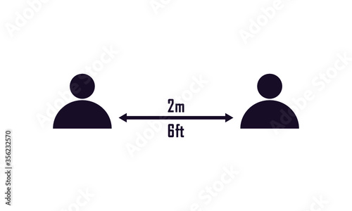 Keep your distance. Coronavirus protection. Measures to prevent the spread of the virus. Required distance 2 meters. Vector illustration eps 10