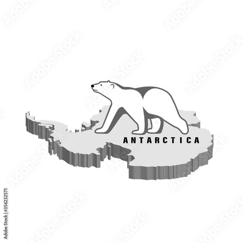 Polar bear on the background of the mainland antarctica vector icon