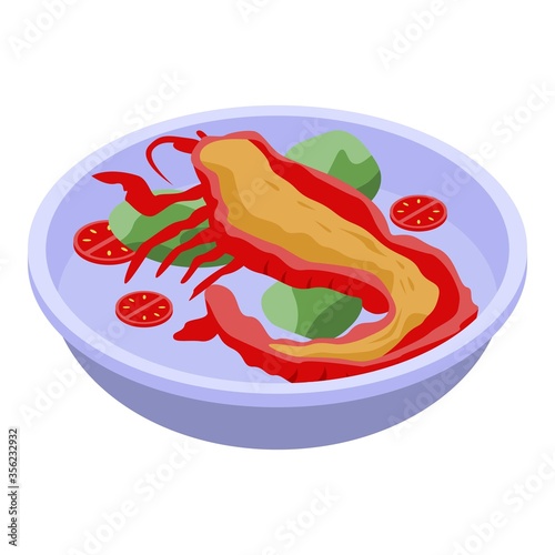 Lobster salad icon. Isometric of lobster salad vector icon for web design isolated on white background